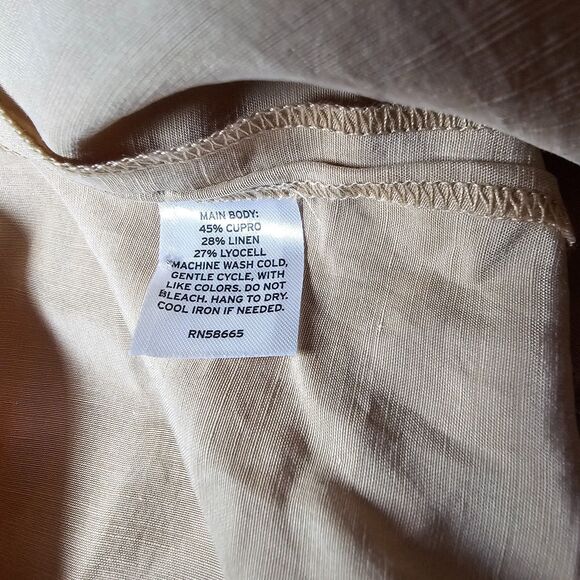 NWT Nordstrom Tan Silky Linen Blend Midi Waisted Shirt Dress sz 2X - Picture 10 of 11